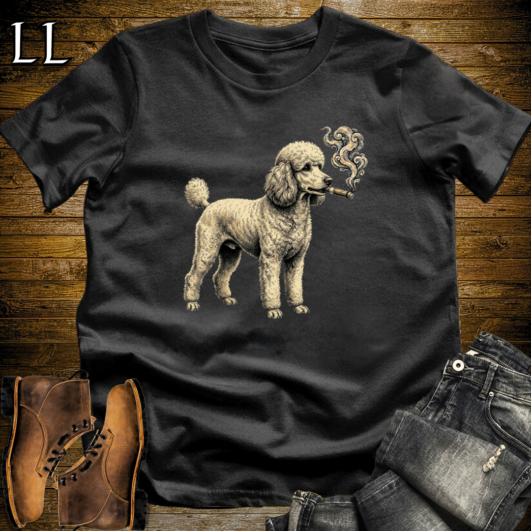 Vintage Cigar Poodle T-Shirt Black | Vintage Cigar Lover Tee
