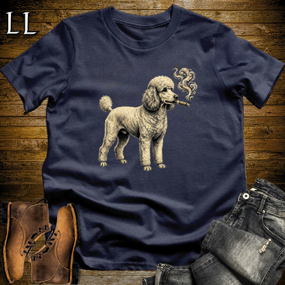 Vintage Cigar Poodle T-Shirt Navy | Vintage Cigar Lover Tee