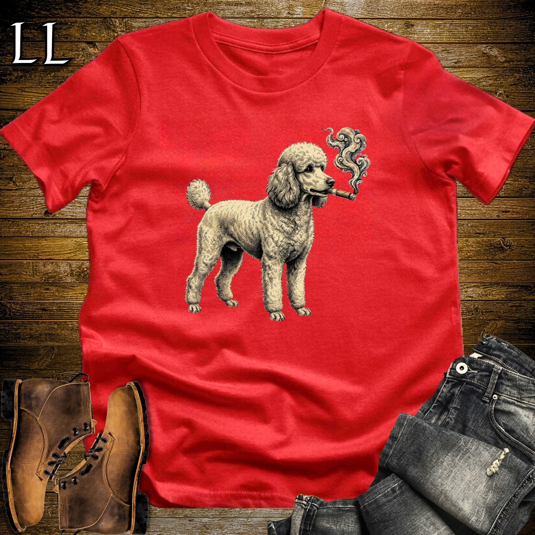 Vintage Cigar Poodle T-Shirt Red | Vintage Cigar Lover Tee