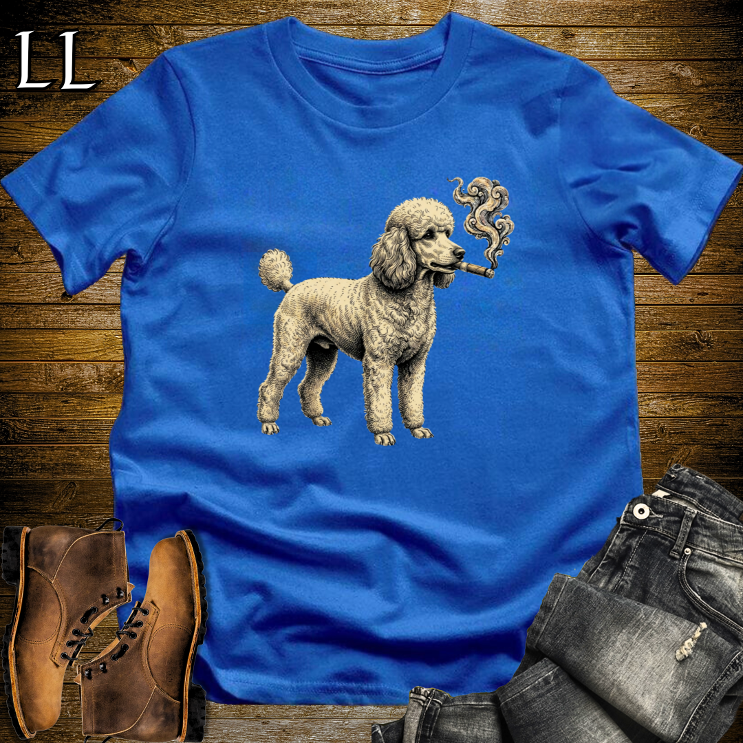 Vintage Cigar Poodle T-Shirt Royal Blue | Vintage Cigar Lover Tee