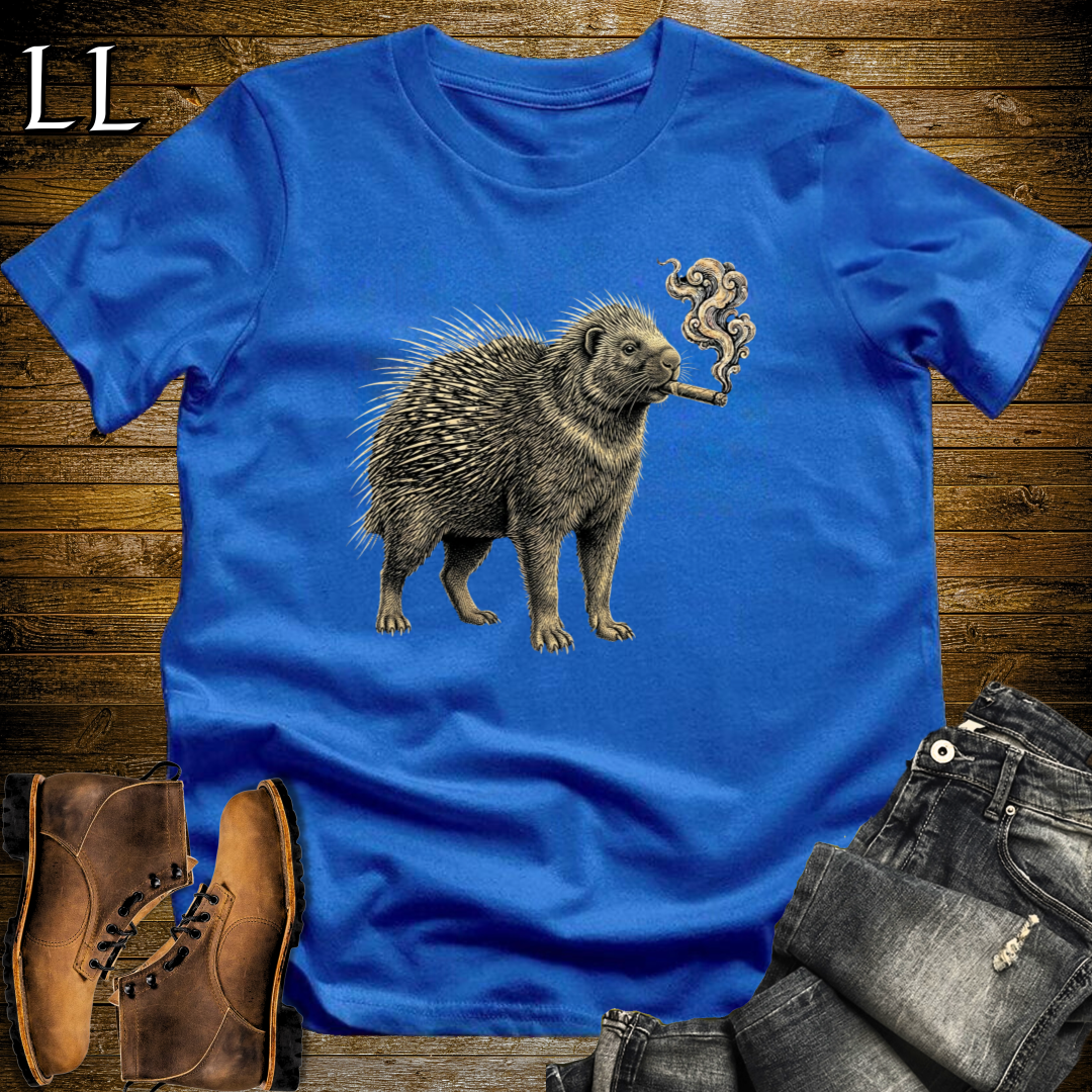 Vintage Cigar Porcupine T-Shirt Royal Blue | Cigar Lover Gift Tee