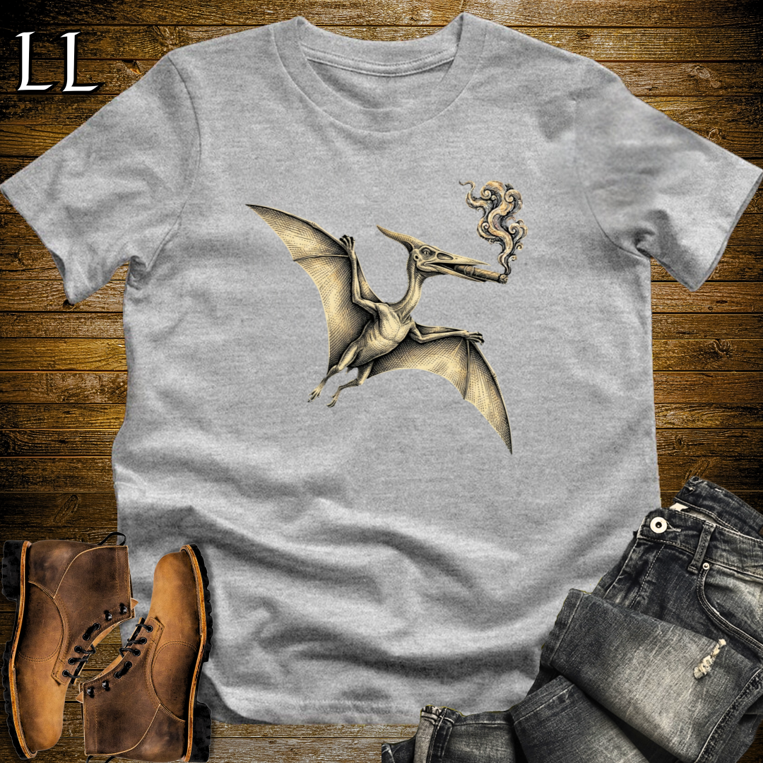 Vintage Cigar Pteranodon T-Shirt Sport Grey | Dinosaur Lover Gift Tee
