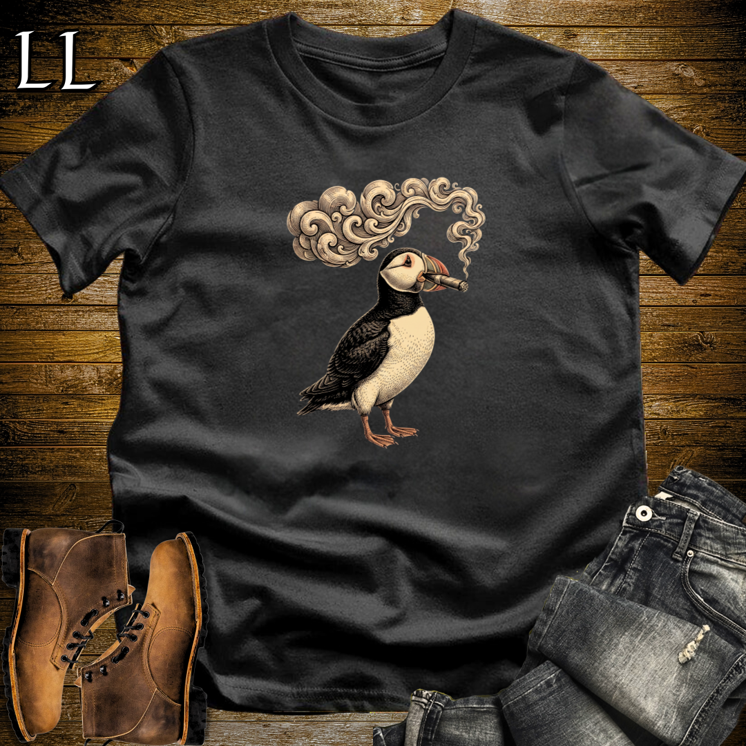 Vintage Cigar Puffin T-Shirt Black | Cigar Puffin Graphic Tee