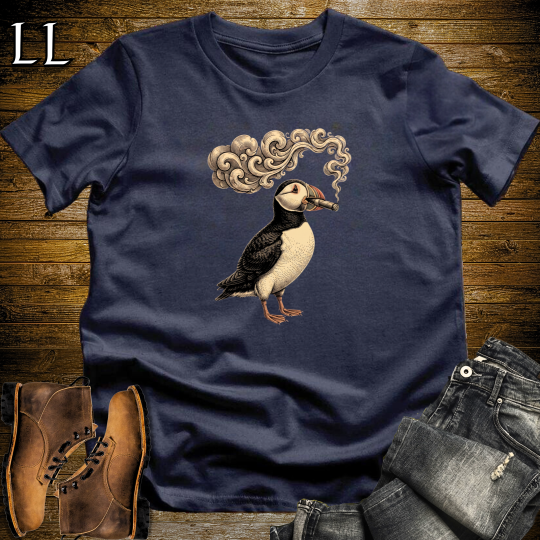 Vintage Cigar Puffin T-Shirt Navy | Cigar Puffin Graphic Tee