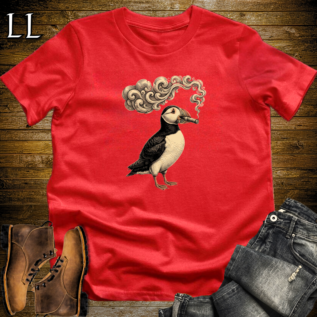Vintage Cigar Puffin T-Shirt Red | Cigar Puffin Graphic Tee