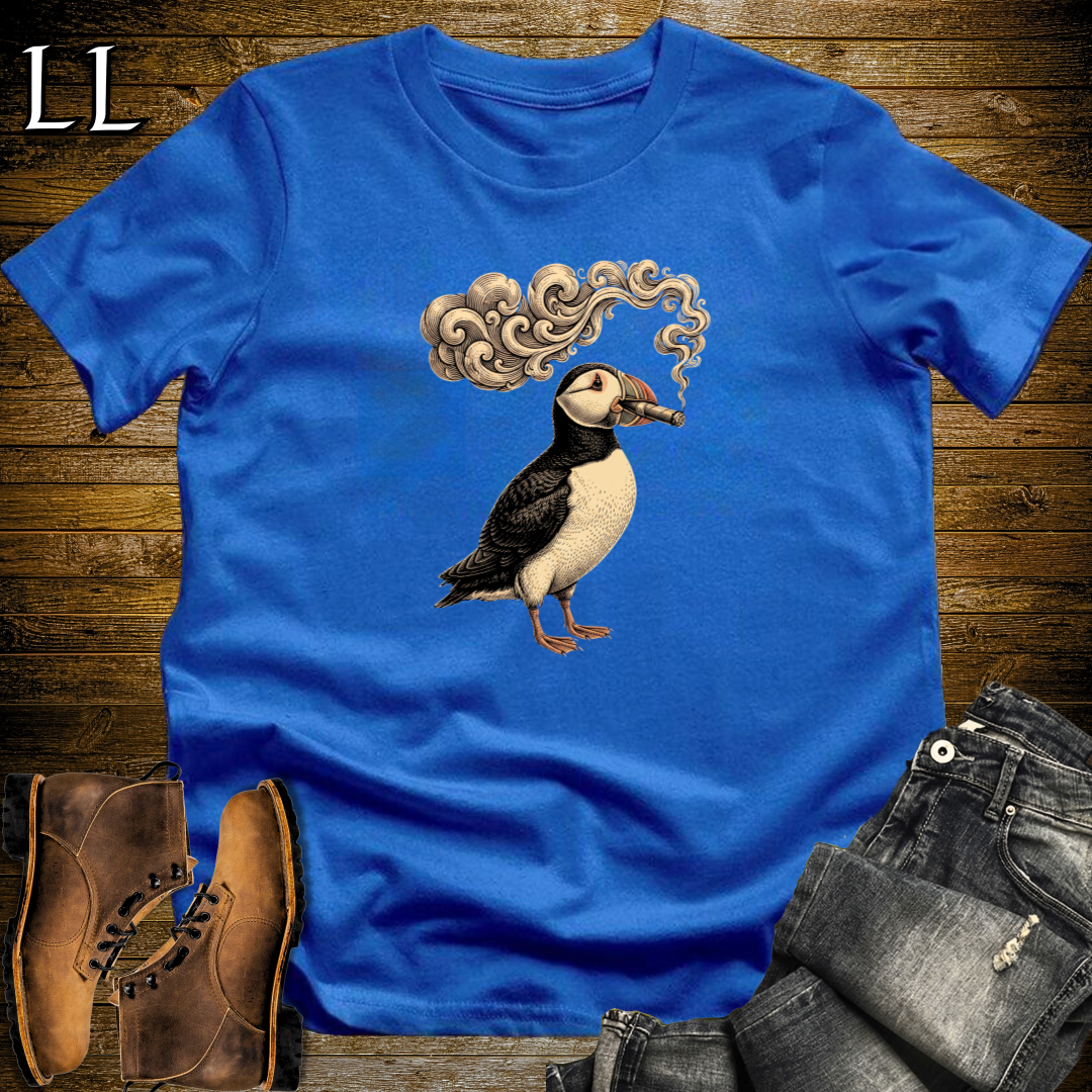 Vintage Cigar Puffin T-Shirt Royal Blue | Cigar Puffin Graphic Tee