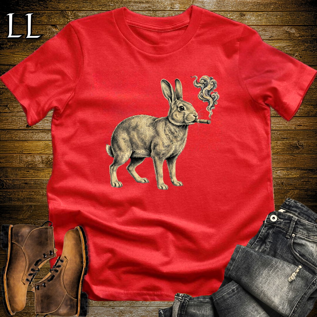 Vintage Cigar Rabbit T-Shirt Red | Vintage Cigar Lover Gift Tee