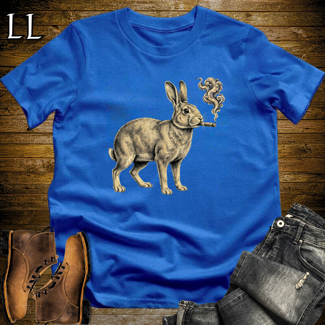 Vintage Cigar Rabbit T-Shirt Royal Blue | Vintage Cigar Lover Gift Tee