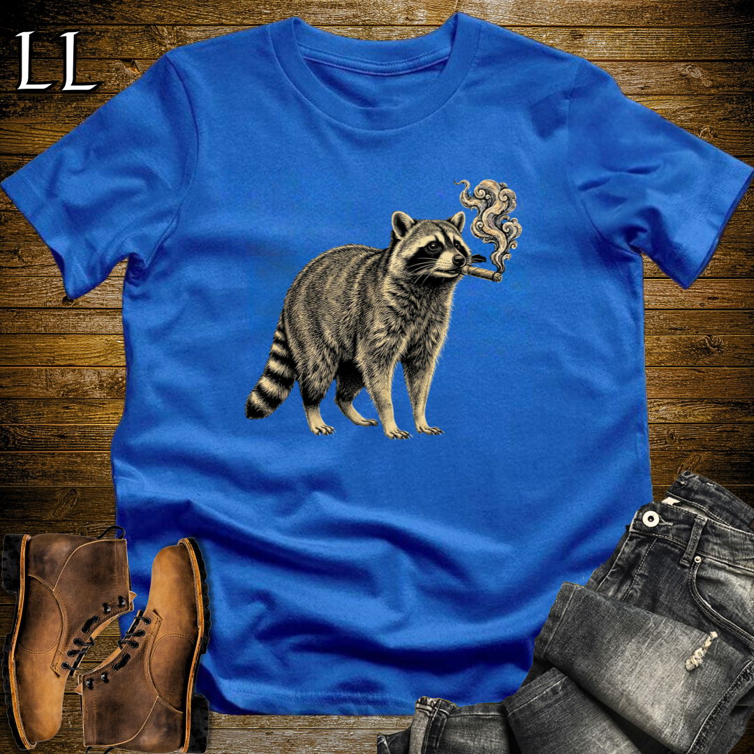 Vintage Cigar Raccoon T-Shirt Royal Blue | Vintage Cigar Lover Tee