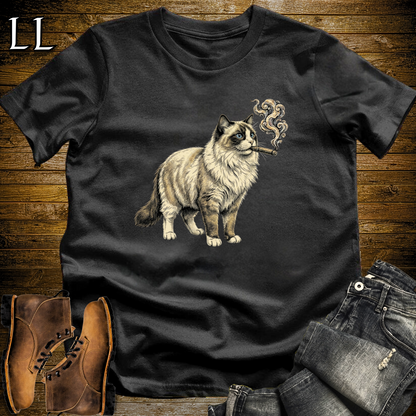 Vintage Cigar Ragdoll Cat T-Shirt Black | Cat Lover Gift
