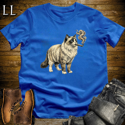 Vintage Cigar Ragdoll Cat T-Shirt Royal Blue | Cat Lover Gift