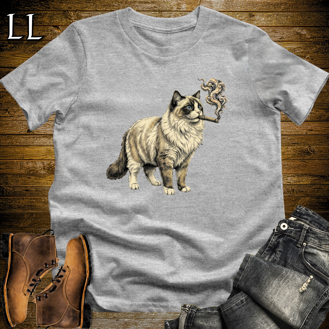 Vintage Cigar Ragdoll Cat T-Shirt Sport Grey | Cat Lover Gift