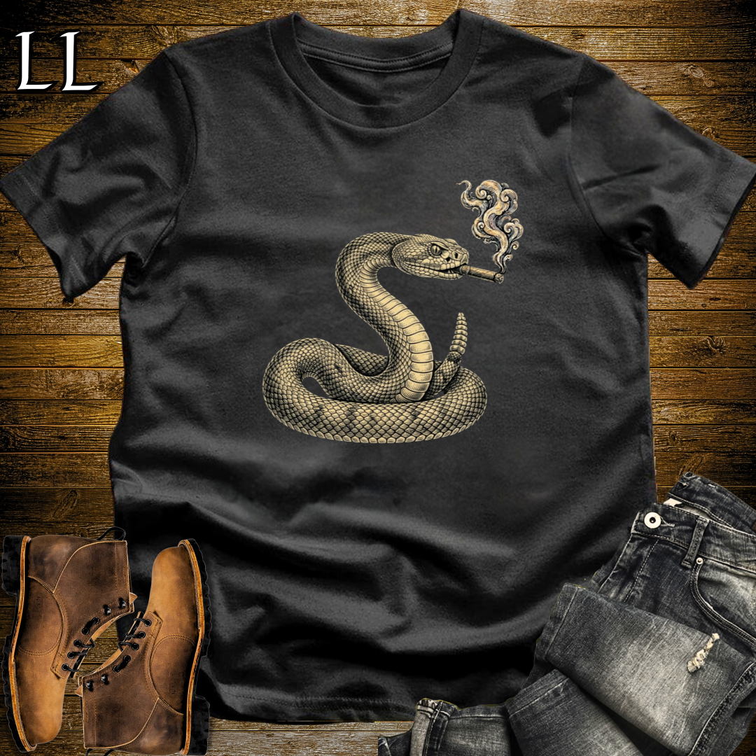 Vintage Cigar Rattlesnake T-Shirt Black | Reptile Lover Cigar Gift Tee