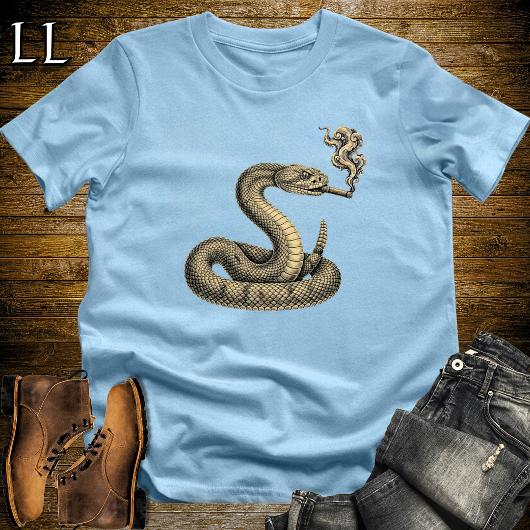 Vintage Cigar Rattlesnake T-Shirt Light Blue | Reptile Lover Cigar Gift Tee