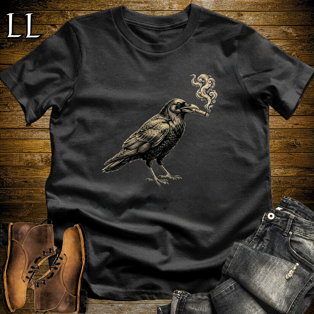 Vintage Cigar Raven T-Shirt Black | Cigar Lover Gift Tee
