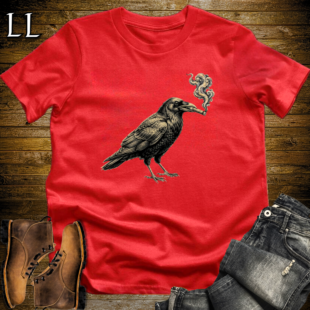 Vintage Cigar Raven T-Shirt Red | Cigar Lover Gift Tee