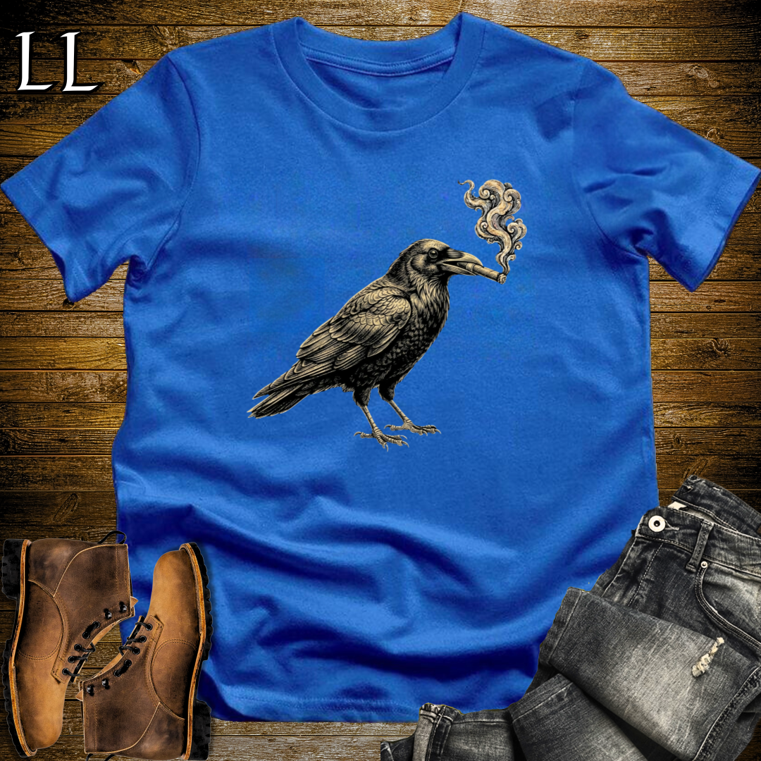 Vintage Cigar Raven T-Shirt Royal Blue | Cigar Lover Gift Tee