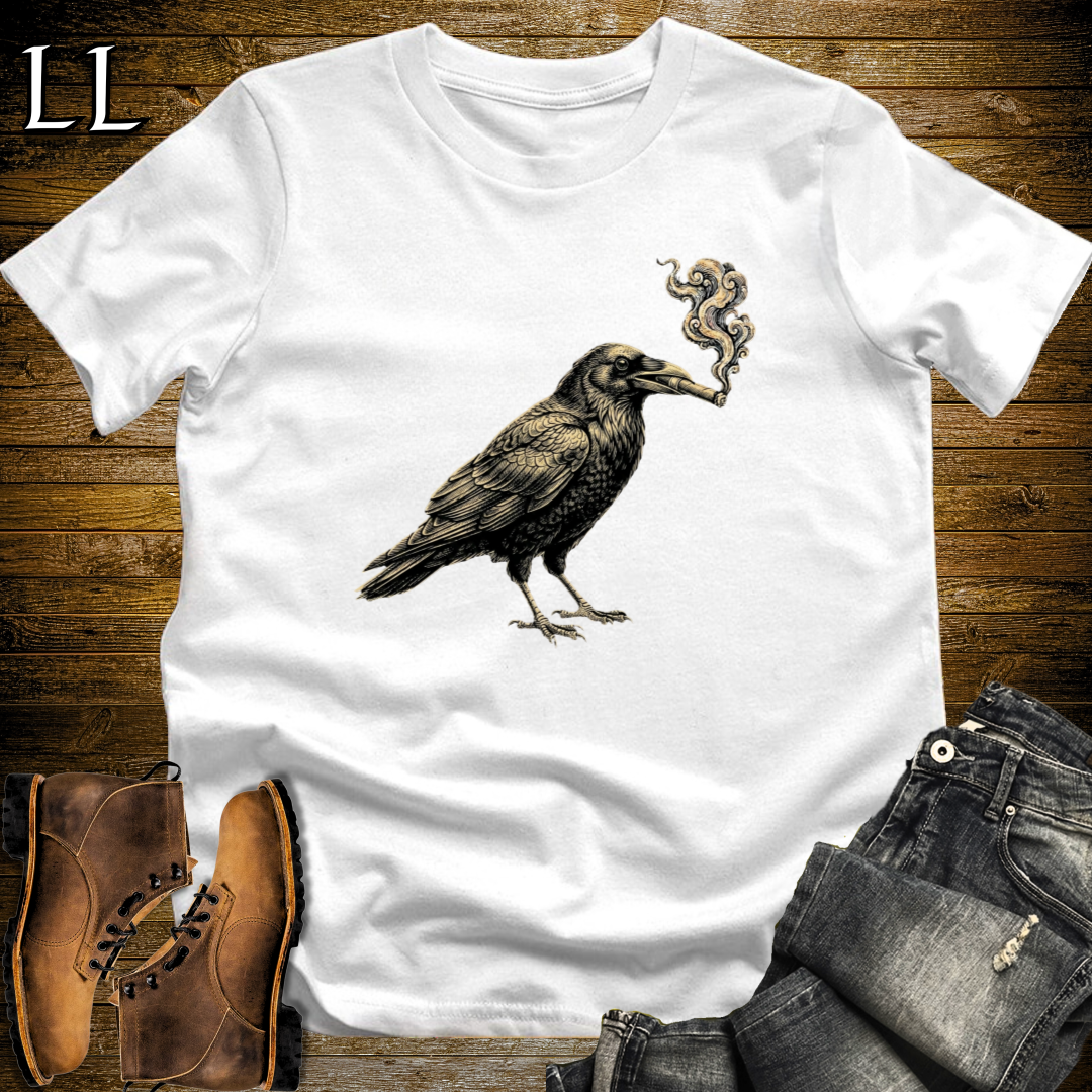 Vintage Cigar Raven T-Shirt White | Cigar Lover Gift Tee