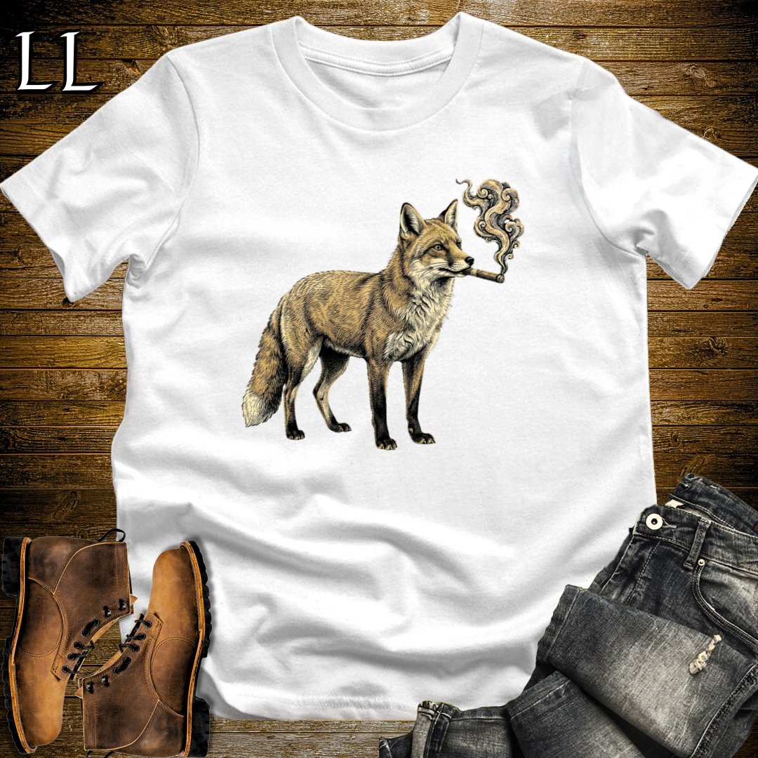 Vintage Cigar Red Fox T-Shirt White | Vintage Cigar Lover Tee