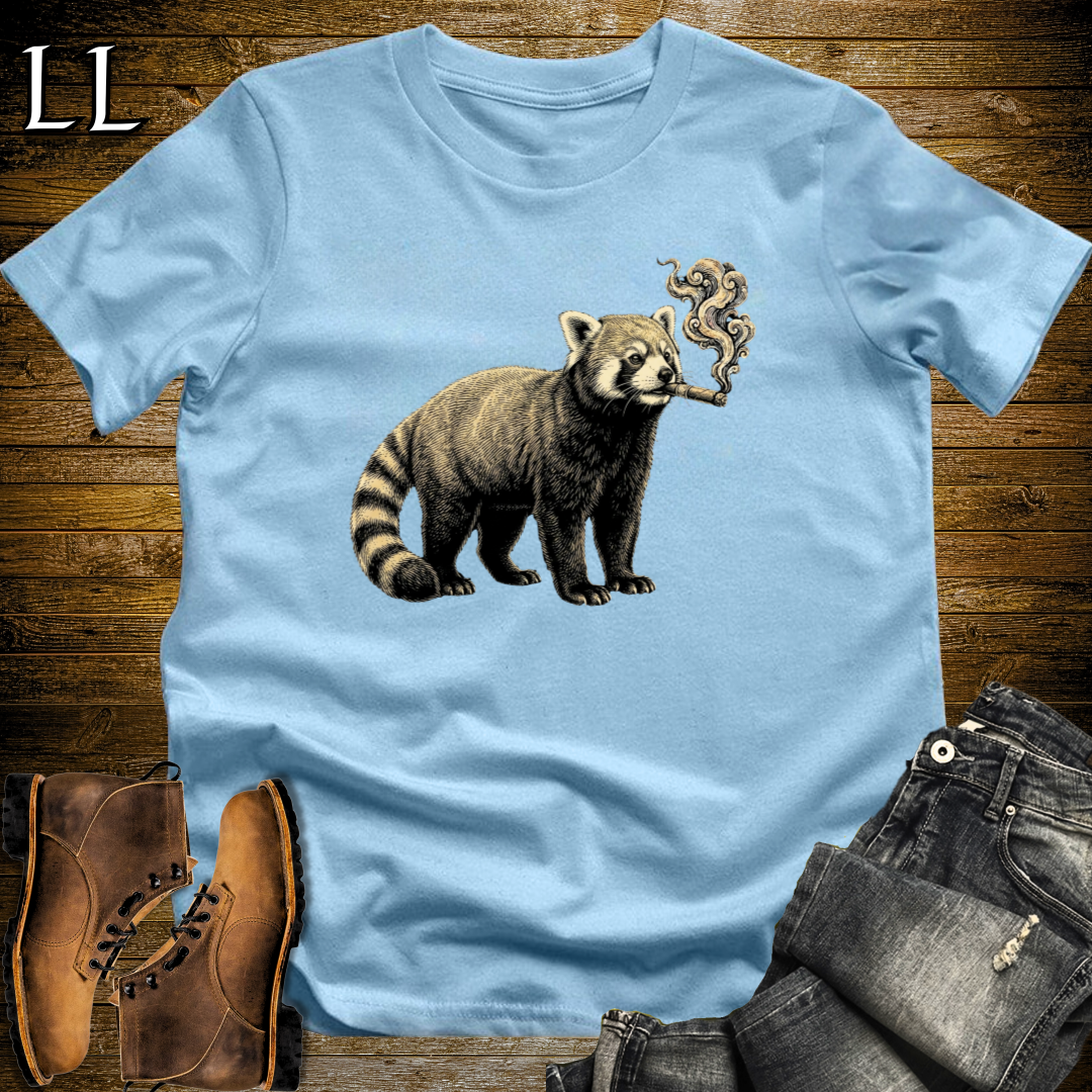 Vintage Cigar Red Panda T-Shirt Light Blue | Cigar Lover Gift Tee