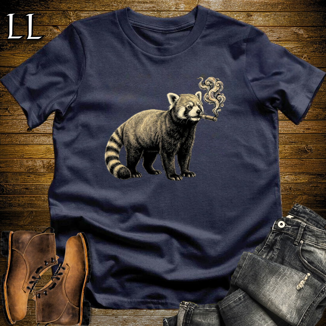 Vintage Cigar Red Panda T-Shirt Navy | Cigar Lover Gift Tee