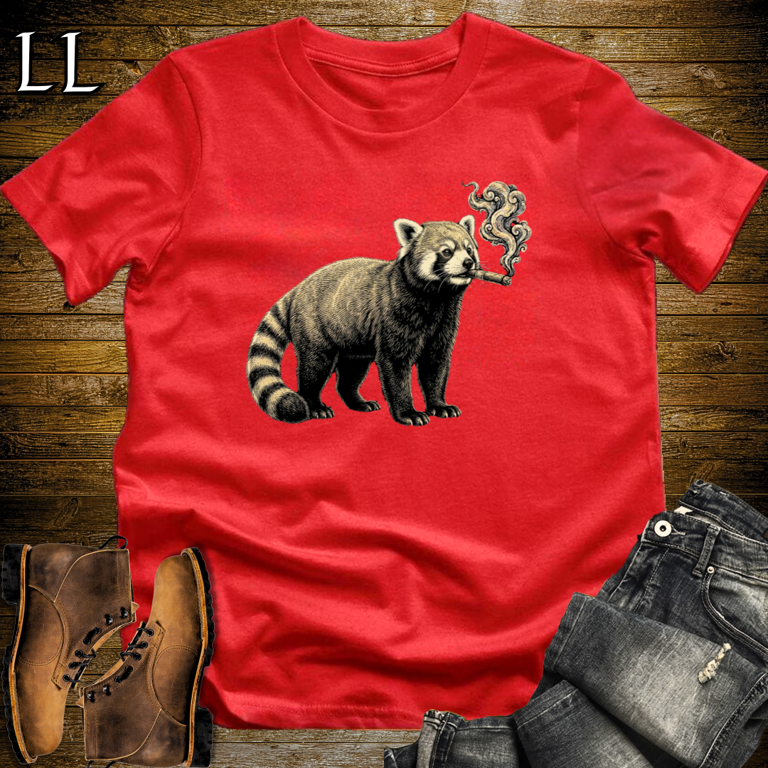 Vintage Cigar Red Panda T-Shirt Red | Cigar Lover Gift Tee