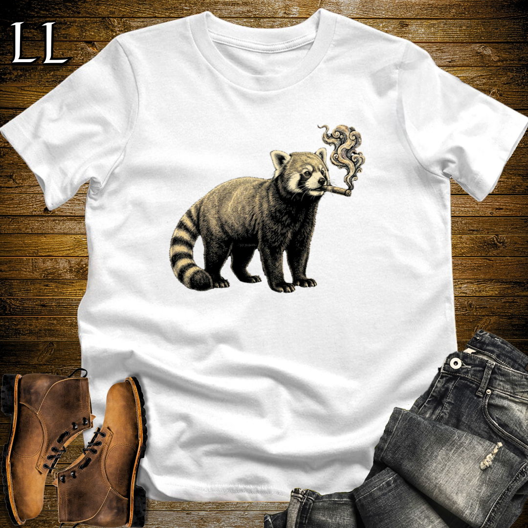 Vintage Cigar Red Panda T-Shirt White | Cigar Lover Gift Tee