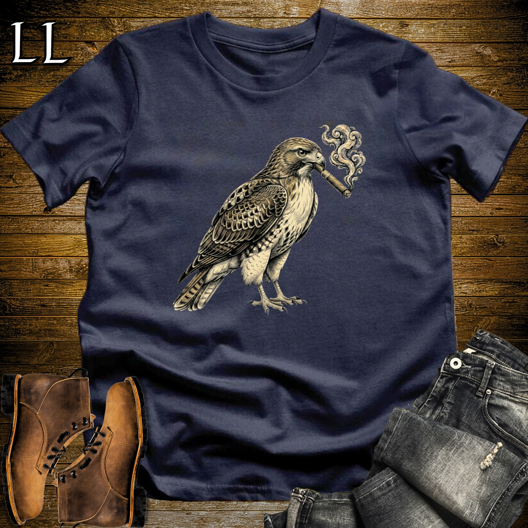 Vintage Cigar Red Tailed Hawk T-Shirt Navy | Cigar Hawk Graphic Tee