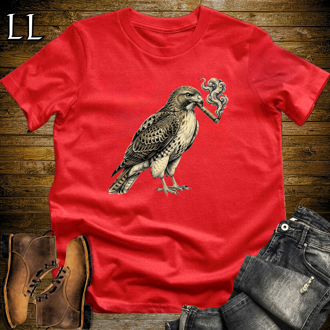 Vintage Cigar Red Tailed Hawk T-Shirt Red | Cigar Hawk Graphic Tee