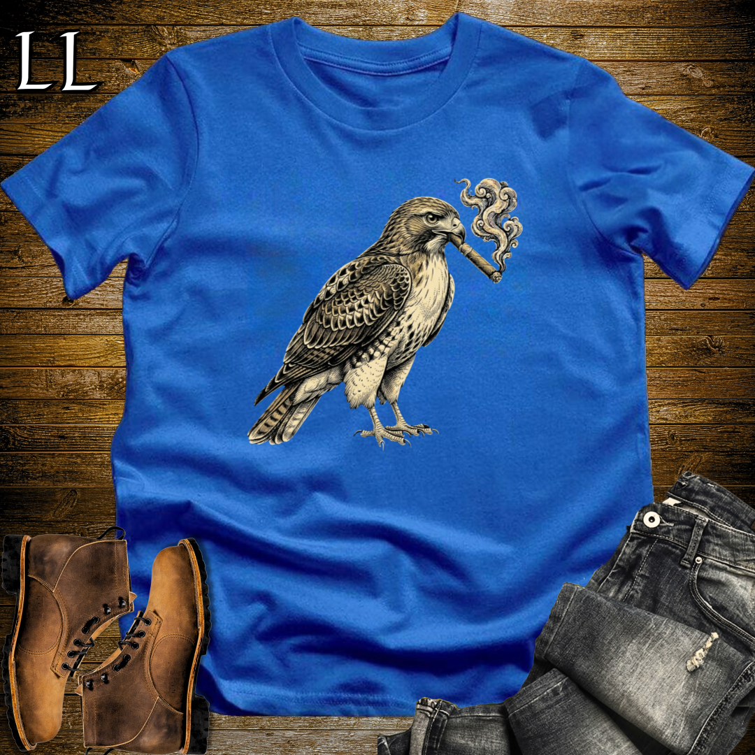Vintage Cigar Red Tailed Hawk T-Shirt Royal Blue | Cigar Hawk Graphic Tee