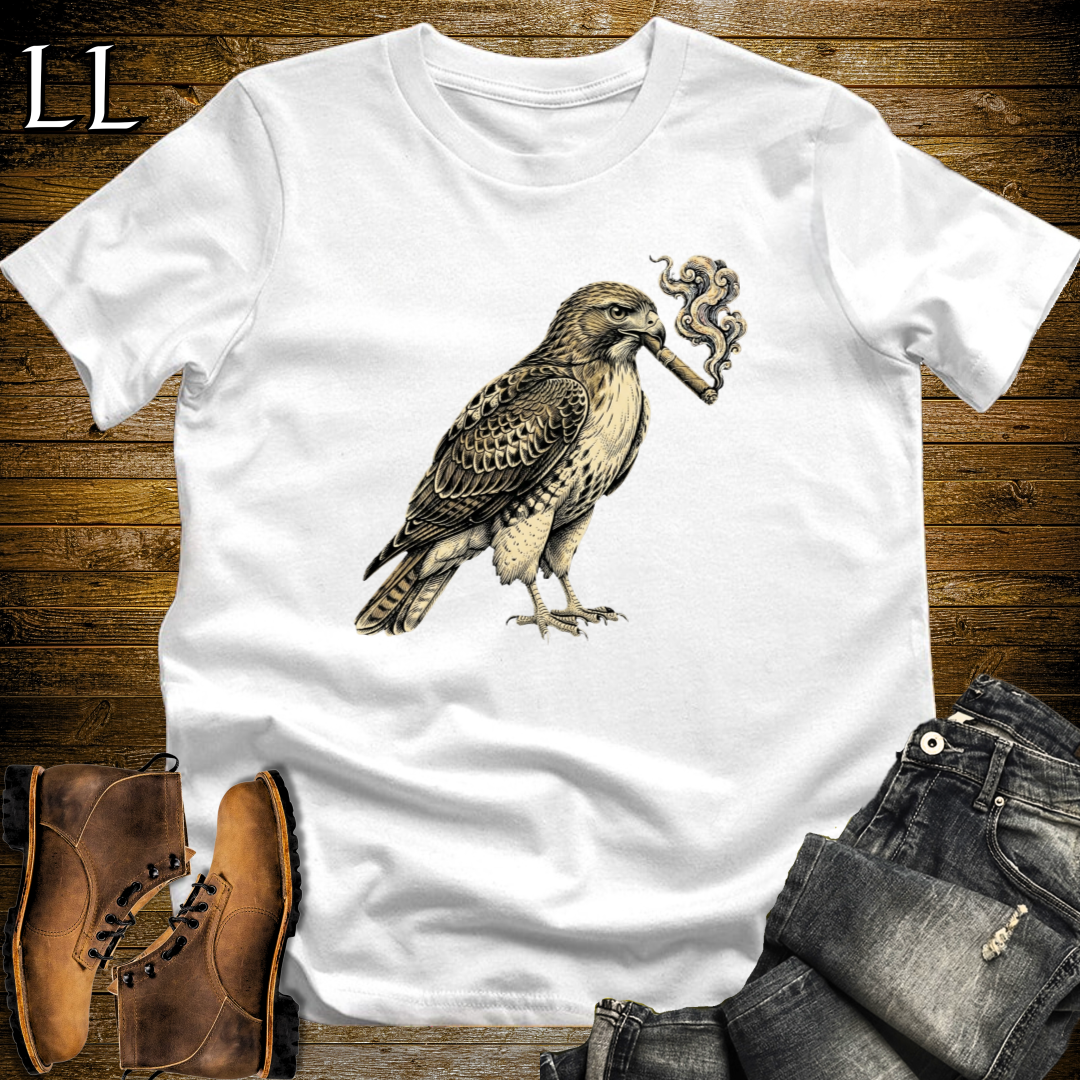 Vintage Cigar Red Tailed Hawk T-Shirt White | Cigar Hawk Graphic Tee