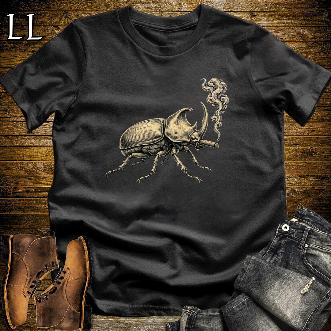 Vintage Cigar Rhino Beetle T-Shirt Black | Cigar Rhino Beetle Tee