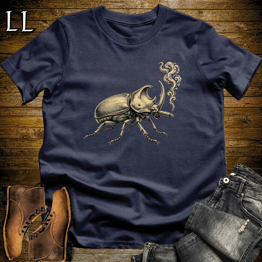 Vintage Cigar Rhino Beetle T-Shirt Navy | Cigar Rhino Beetle Tee