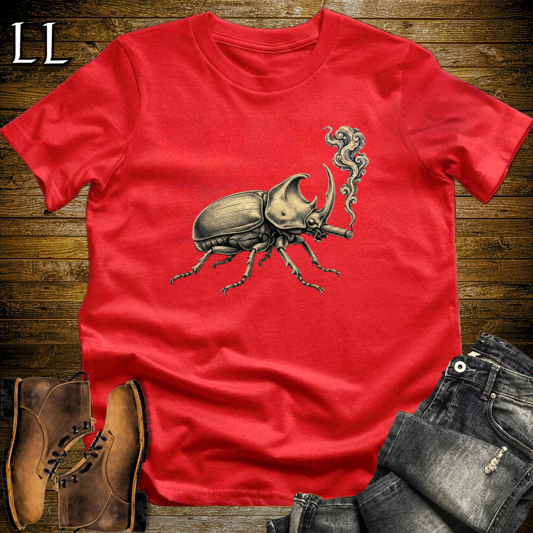 Vintage Cigar Rhino Beetle T-Shirt Red | Cigar Rhino Beetle Tee