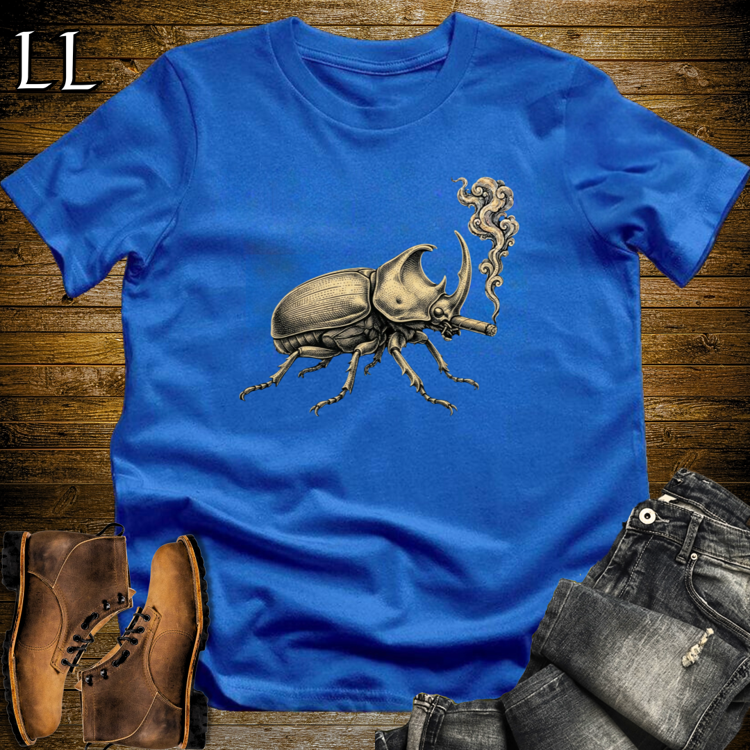 Vintage Cigar Rhino Beetle T-Shirt Royal Blue | Cigar Rhino Beetle Tee