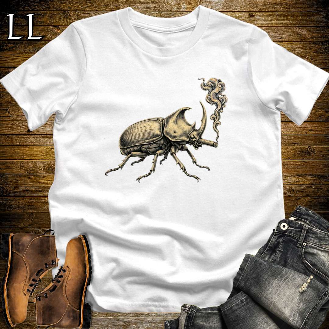 Vintage Cigar Rhino Beetle T-Shirt White | Cigar Rhino Beetle Tee