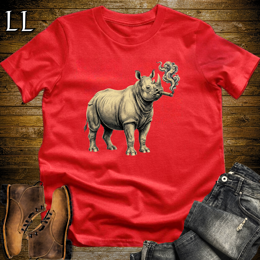 Vintage Cigar Rhino T-Shirt Red | Cigar Lover Gift Tee