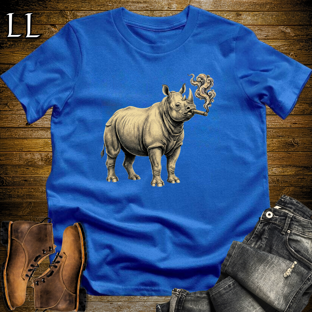 Vintage Cigar Rhino T-Shirt Royal Blue | Cigar Lover Gift Tee