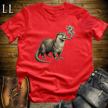 Vintage Cigar River Otter T-Shirt Red | Cigar Lover Gift Tee