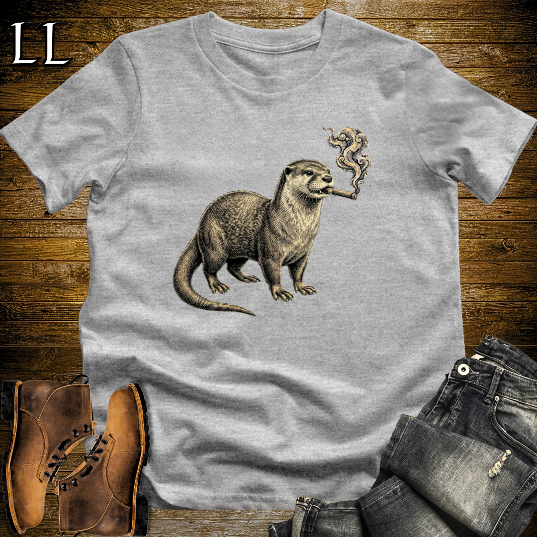 Vintage Cigar River Otter T-Shirt Sport Grey | Cigar Lover Gift Tee