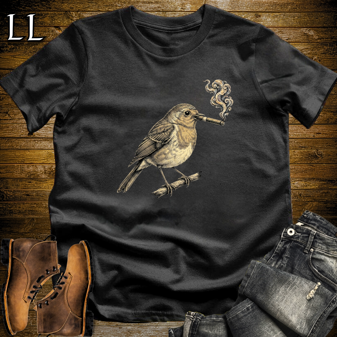 Vintage Cigar Robin T-Shirt Black | Cigar Robin Graphic Tee