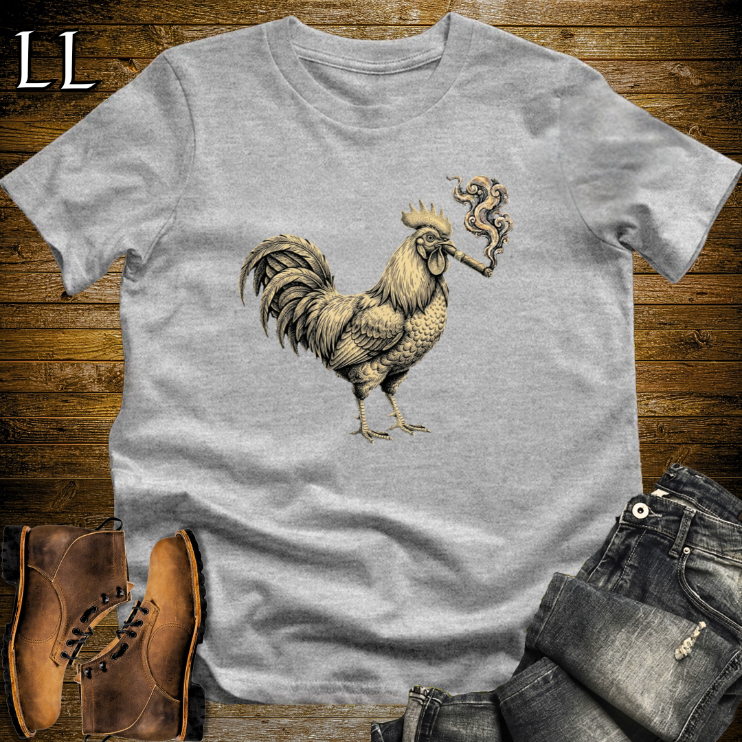 Vintage Cigar Rooster T-Shirt Sport Grey | Funny Animal Cigar Tee