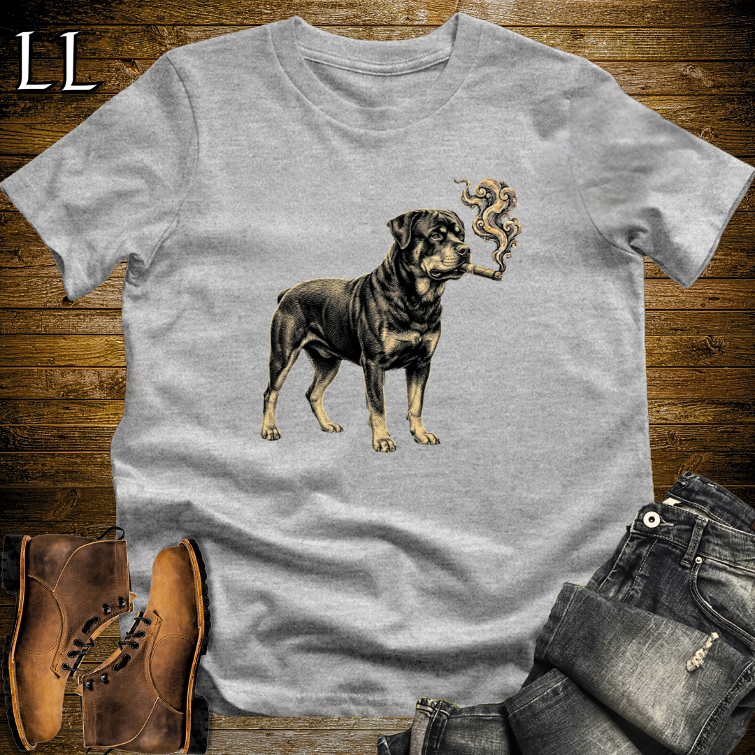 Vintage Cigar Rottweiler T-Shirt Sport Grey | Dog Lover Cigar Tee