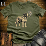 Vintage Cigar Saint Bernard T-Shirt Military Green | Dog Lover Cigar Tee