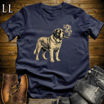 Vintage Cigar Saint Bernard T-Shirt Navy | Dog Lover Cigar Tee
