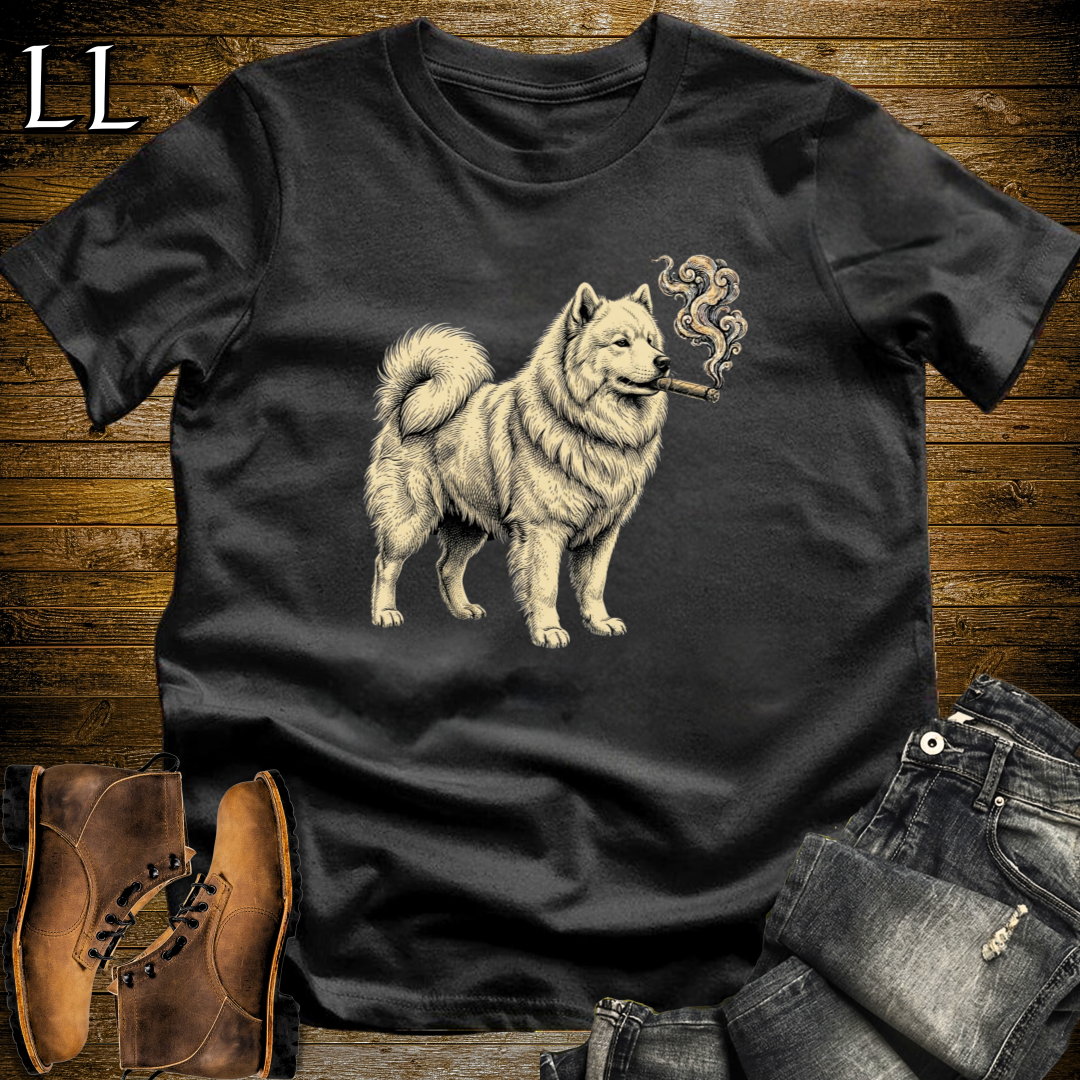 Vintage Cigar Samoyed T-Shirt Black | Dog Lover Tee