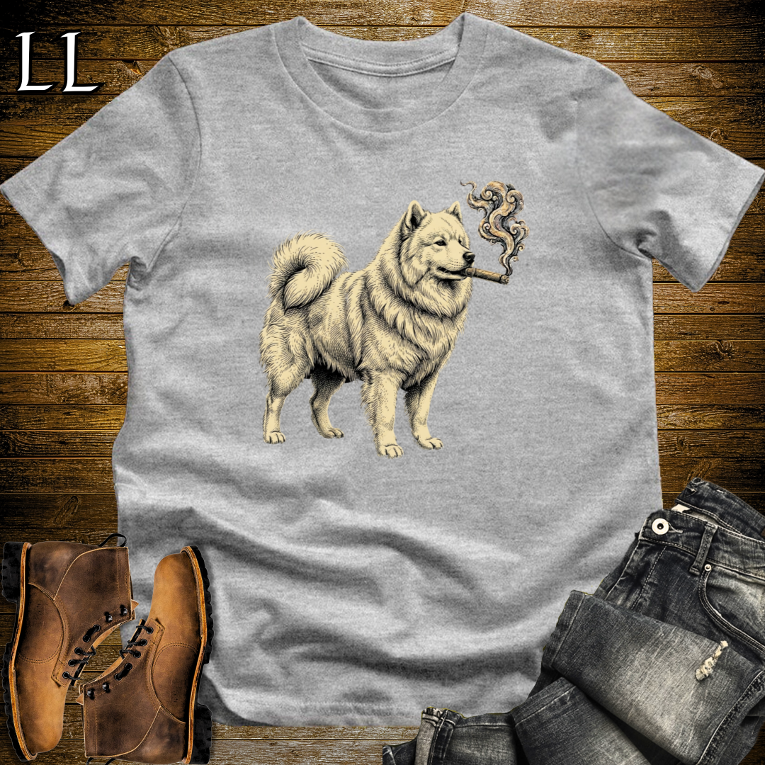 Vintage Cigar Samoyed T-Shirt Sport Grey | Dog Lover Tee