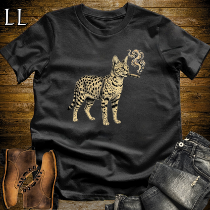 Vintage Cigar Savannah Cat T-Shirt Black | Cat Lover Gift Tee