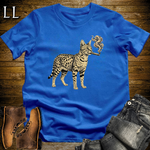 Vintage Cigar Savannah Cat T-Shirt Royal Blue | Cat Lover Gift Tee