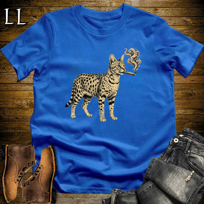 Vintage Cigar Savannah Cat T-Shirt Royal Blue | Cat Lover Gift Tee